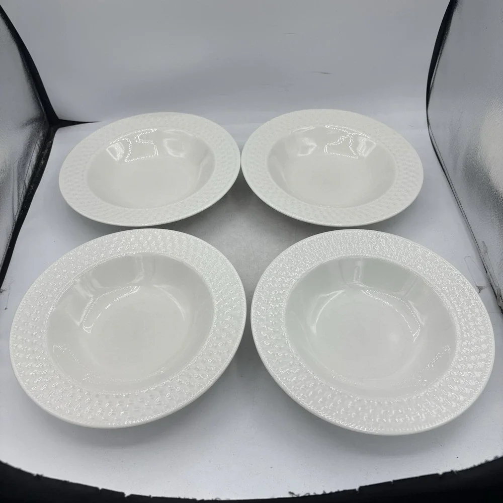 Oneida Bowls Casual Settings Basket Weave Soup Pasta Stoneware 9